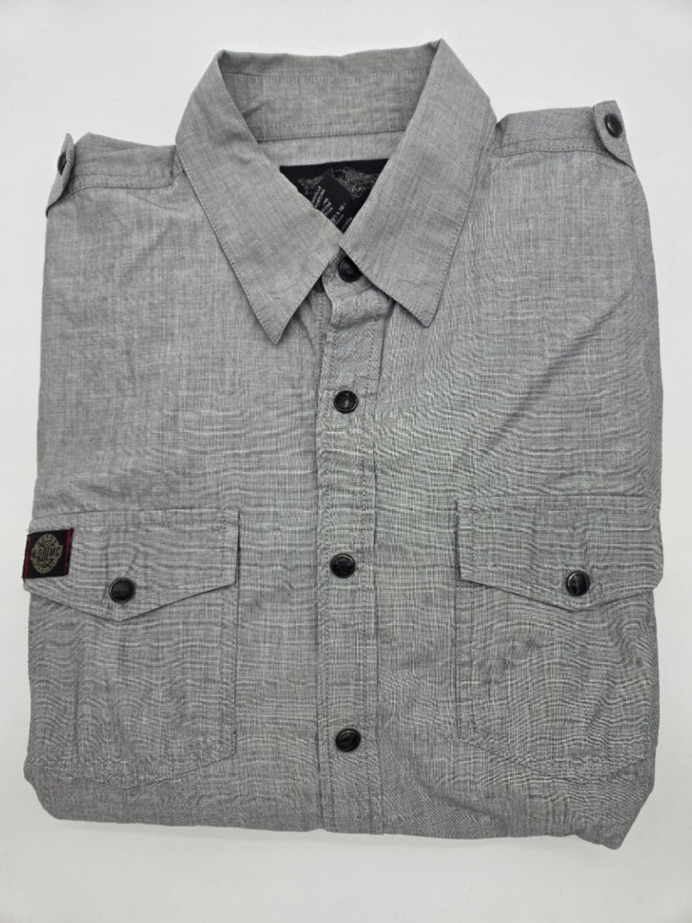 Harley-Davidson Gray Button Up Shirt Men's Large 100% Cotton Long Sleeve